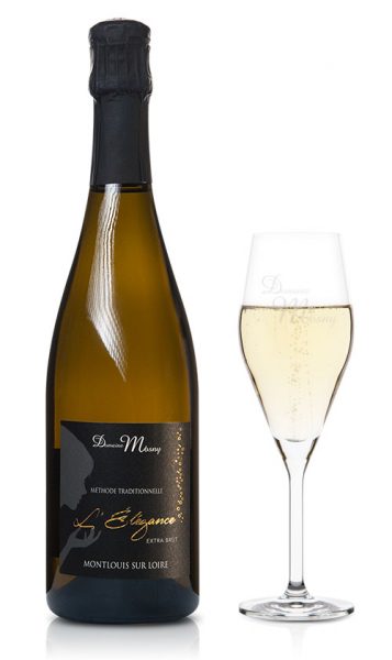 verre-bouteille-elegance vin blanc Montlouis effervescent Extra-Brut Élégance - Domaine Mosny
